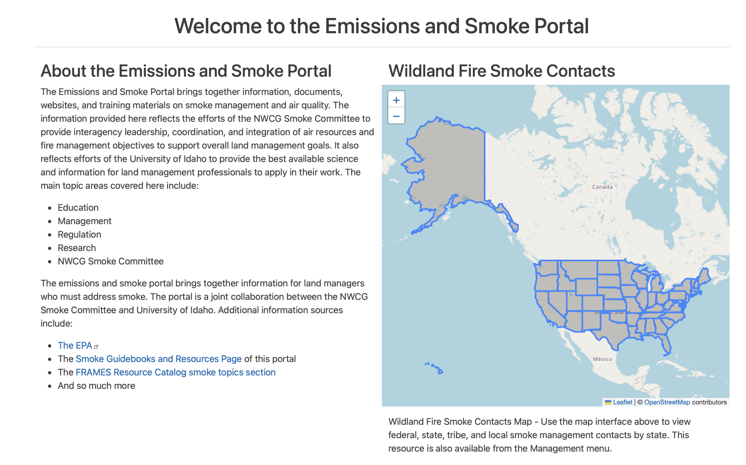 NWCG Smoke and Emissions Portal
