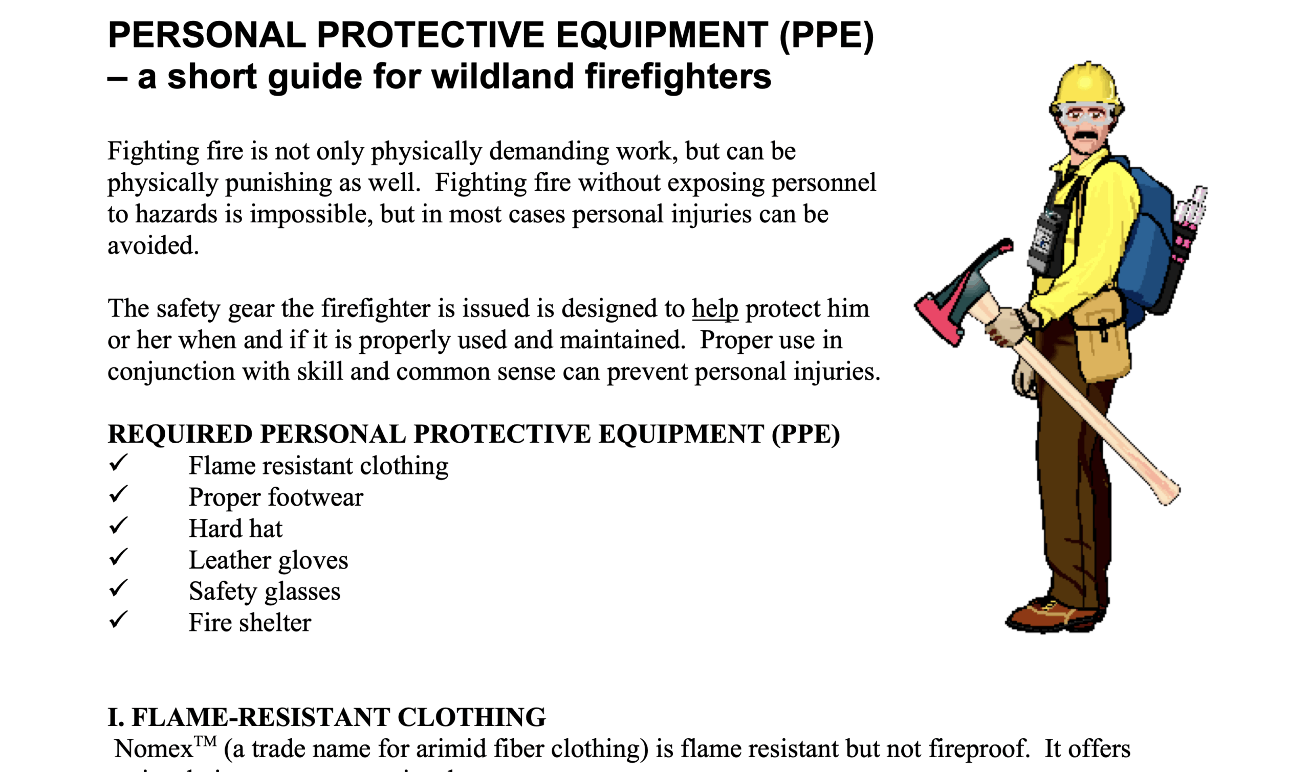 Personal Protective Equipment (PPE) – a short guide for wildland firefighters
